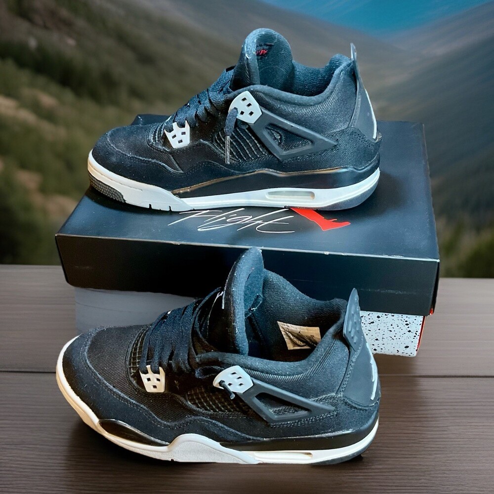 Air Jordan 4 Retro SE Black Canvas Size 7Y/8.5W DV0553-001 Excellent Condition
